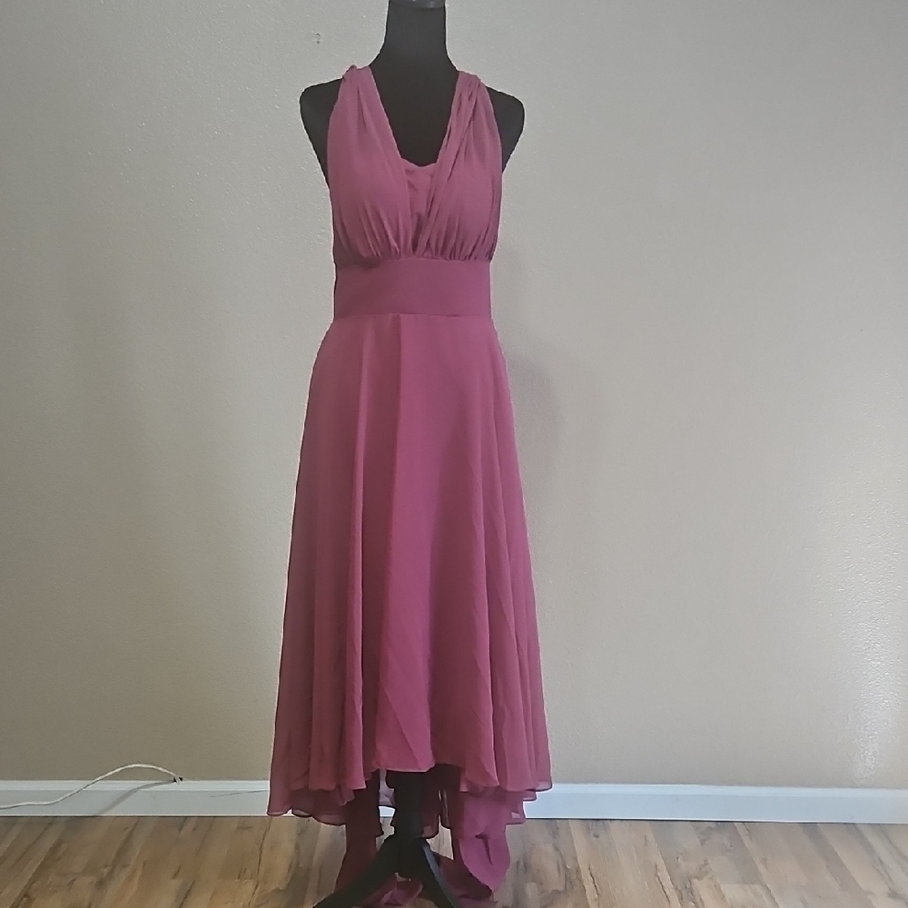 Elegant Mauve Halter Dress